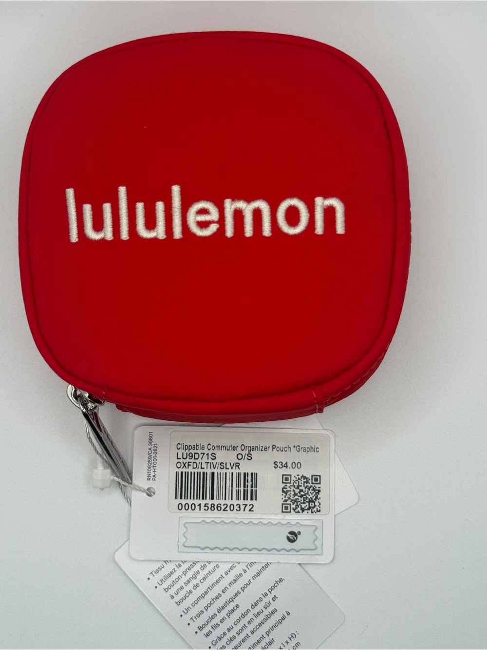 NWT Lululemon Clippable Commuter Organizer Pouch Graphic Red